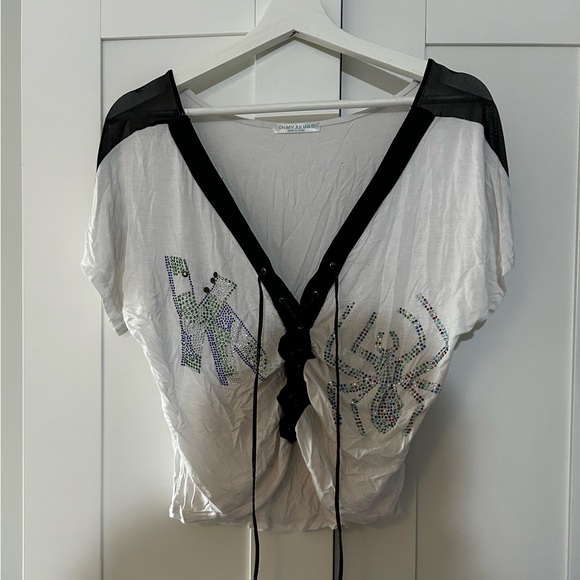 π Oh my Julian white top with blue and green design - Picture 2 of 3